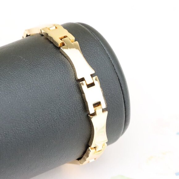 "Glossy Rose Gold Bracelet with Modern Curved Link Design, XPBL0876 - Picture 4 of 12